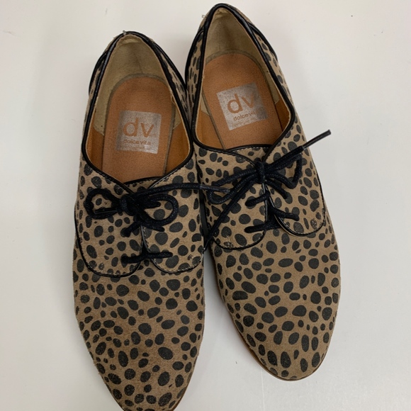 DV Leopard Suede Lace Up Loafers Red Bottoms - Picture 3 of 8